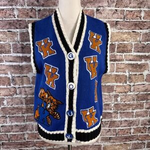 Belle‎ Pointe Rare Vintage Royal Blue Kentucky Wildcats V-Neck Button Vest M